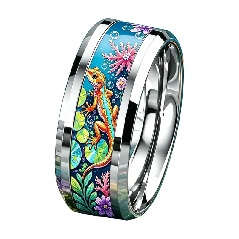 Bague Motif Méduse et Océan, Acier Inoxydable 316L
