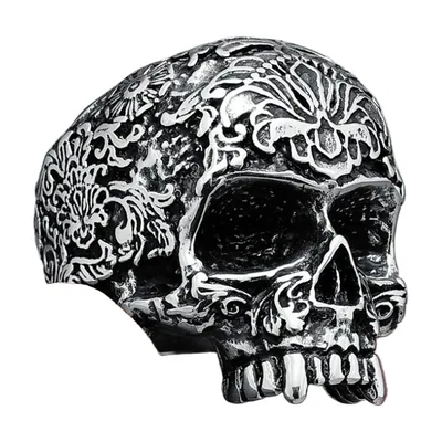 Anillo Statement de Calavera Tallada, Acero Inoxidable 316L
