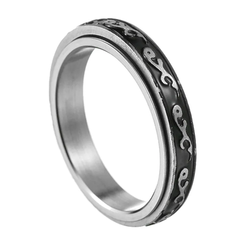 Bague Spinner avec chiffres romains, acier inoxydable 316L