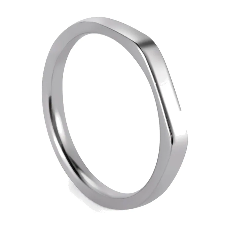 Square Signet Ring, Minimalist Flat Top Band, Stainless Steel