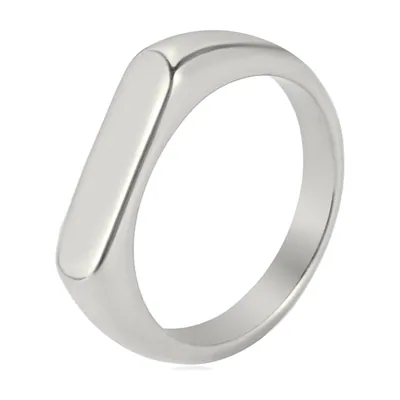 Anillo Sello Cuadrado Minimalista, Acero Inoxidable