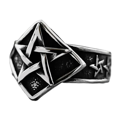 Herren Siegelring mit Pentagramm-Motiv, Edelstahl