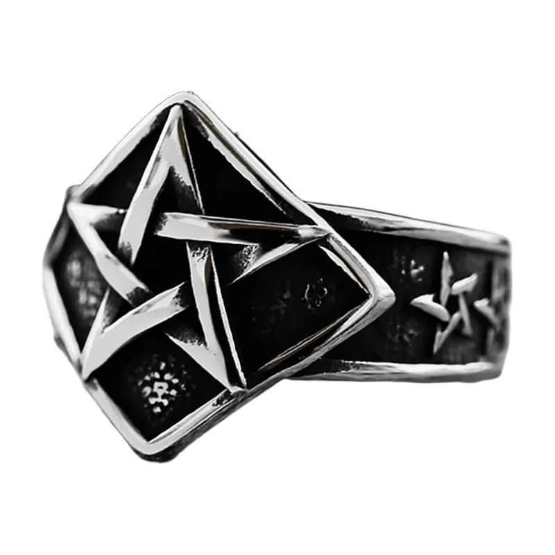 Anillo Sello con Pentagrama, Acero Inoxidable