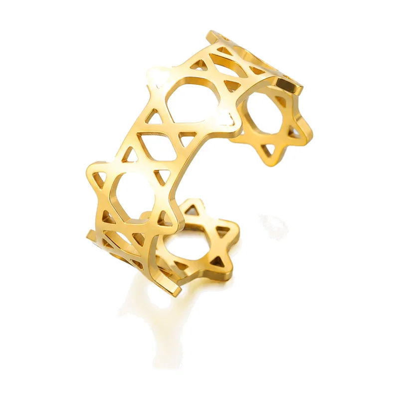Bague Étoile de David avec motif Hexagramme, Acier Inoxydable
