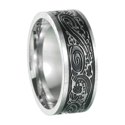 Anillo Vikingo con patrón de olas celtas, Acero Inoxidable