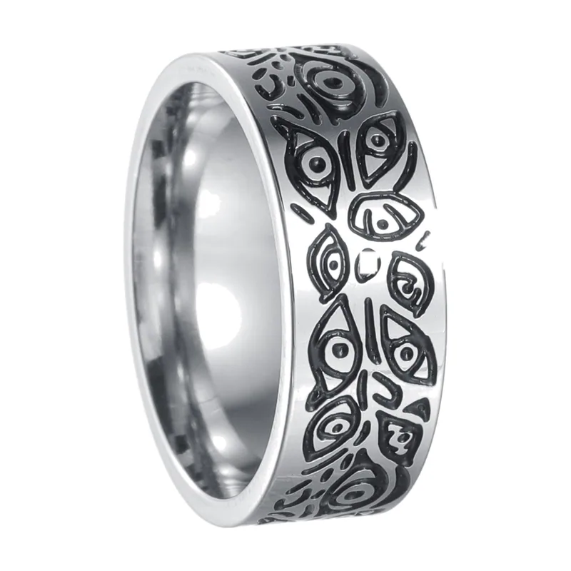 Viking Rune Ring with Celtic Patterns, Stainless Steel