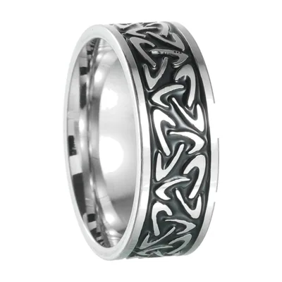 Anillo Vikingo con Nudo Celta y Motivos de Olas, Acero Inoxidable