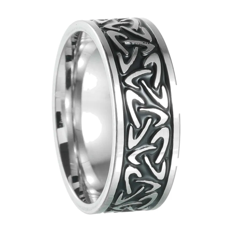 Wikinger Ring mit keltischem Knoten und Wellenmuster, Edelstahl