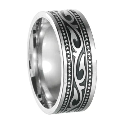 Anillo Vikingo con nudos celtas y runas, acero inoxidable