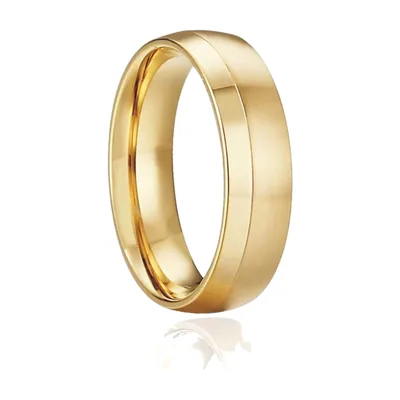 Anillo de Banda Pulido Color Oro, Acero Inoxidable 316L