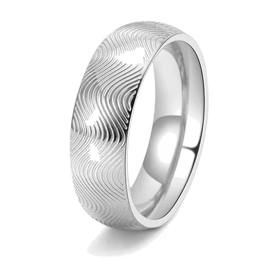 Anillo de Banda con Patrón Ondulado, Acero Inoxidable 316L