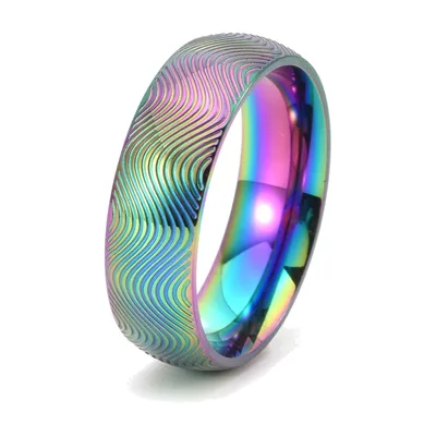 Herren Ring mit Wellenmuster in Mehrfarbigem Finish, Edelstahl