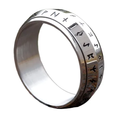 Anillo Spinner Runas de Odín Vikingo, Acero Inoxidable