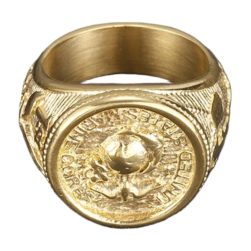 Marine Army Siegelring mit Gravur, Edelstahl