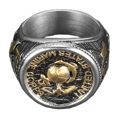 Anillo de Sello Náutico con Ancla, Acero Inoxidable 316L