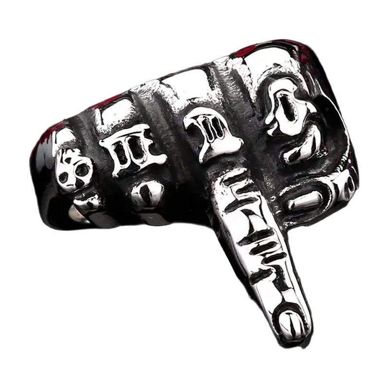 Mittelfinger-Ring mit Zodiac-Symbolen, Edelstahl