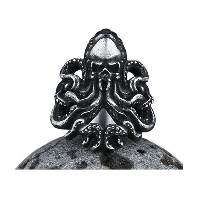 Anillo de Calavera de Pulpo con Tentáculos, Acero Inoxidable 316L