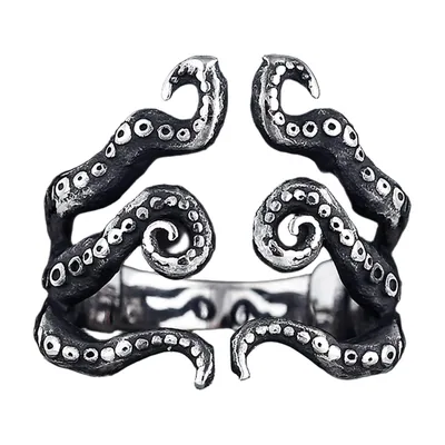 Anillo de Tentáculo de Pulpo en Acero Inoxidable 316L, Estilo Gótico