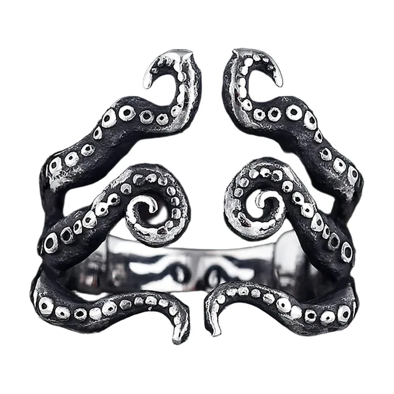 Krake Tentakel Ring aus 316L Edelstahl, Gothic Design