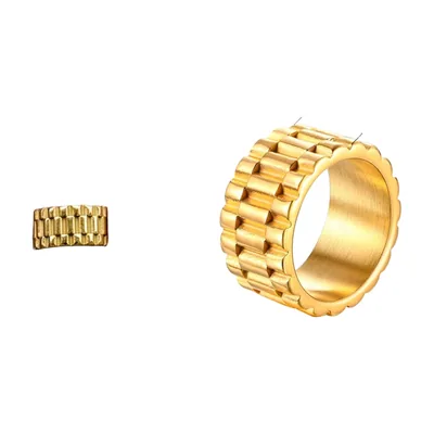 Anillo de Eslabones Presidenciales, Acero Inoxidable Dorado