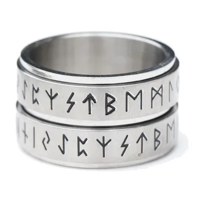 Bague Rotative aux Runes d'Odin, Acier Inoxydable 316L