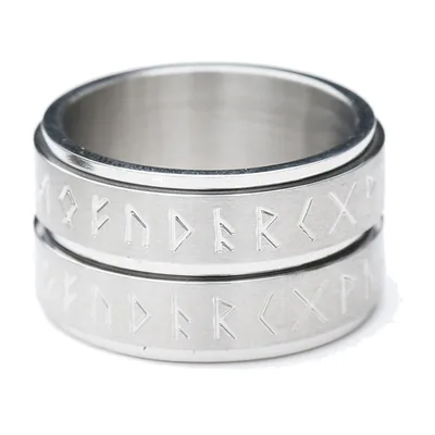 Anillo giratorio con runas de Odín, acero inoxidable 316L