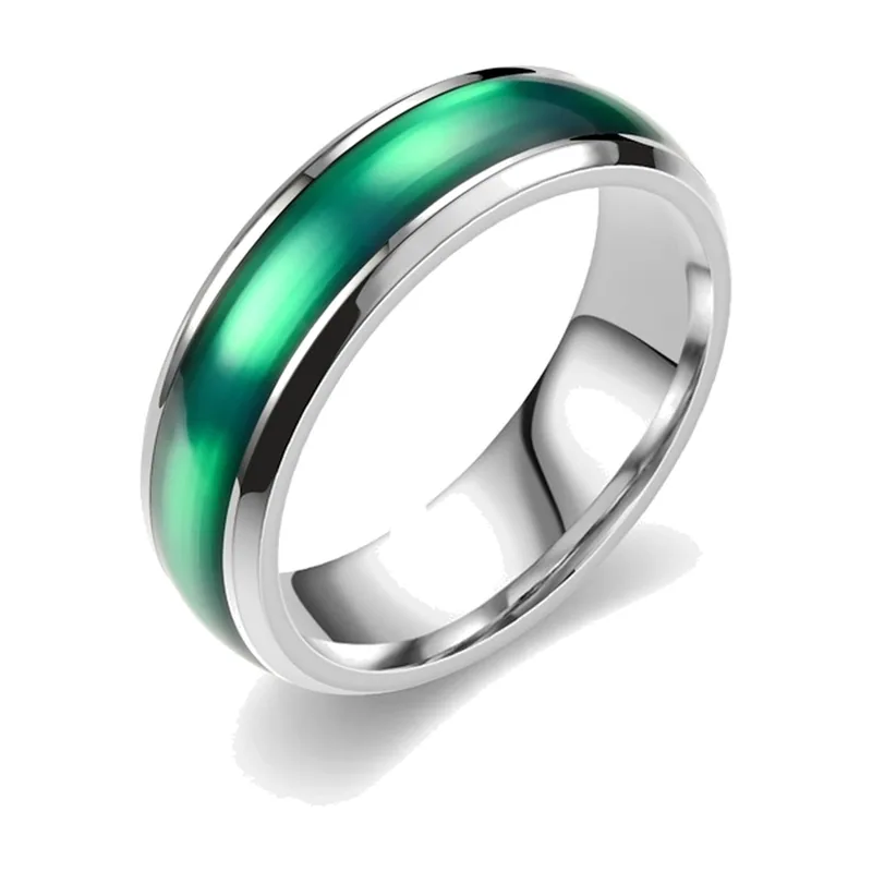 Bague avec Incrustation Émail Vert, Acier Inoxydable