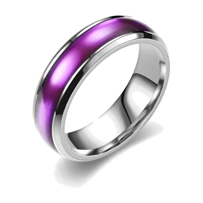 Anillo con esmalte morado, Acero Inoxidable