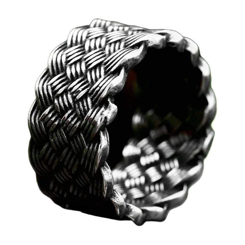 Herrenring mit geflochtenem Kettenmuster, Edelstahl