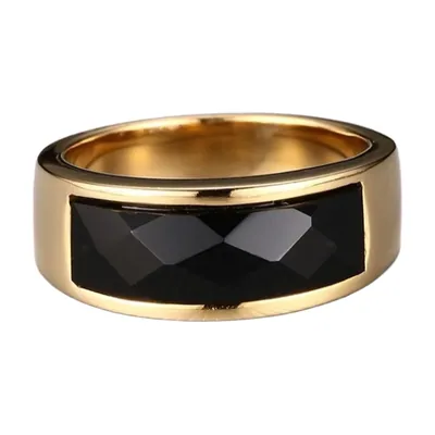 Anillo Sello Biker con Circonita Negra, Acero Inoxidable