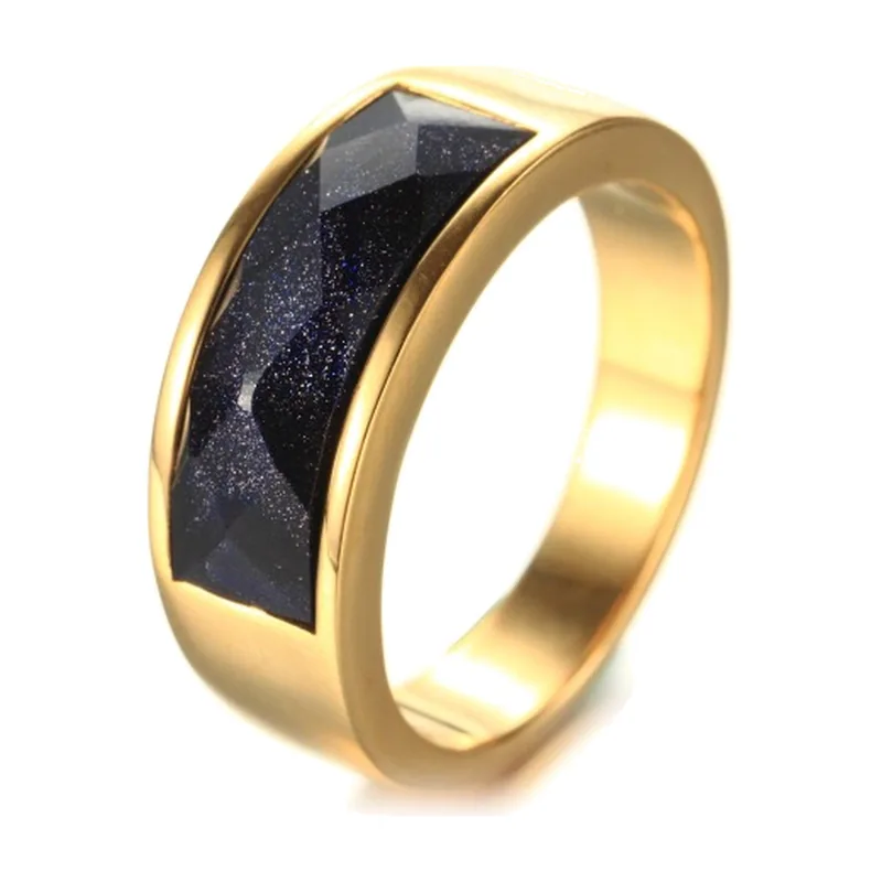 Chevalière carrée avec Zirconia bleu, Acier inoxydable