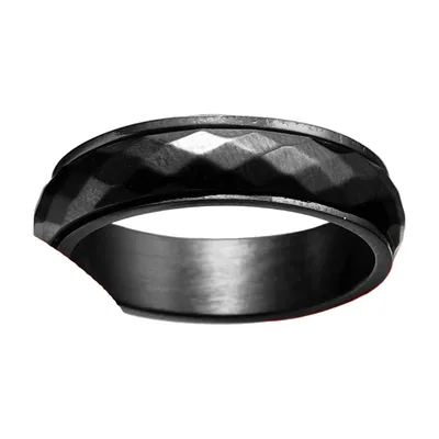 Anillo Spinner Geométrico, Acero Inoxidable Negro