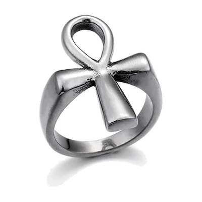 Anillo Sello con Símbolo Ankh, Acero Inoxidable 316L