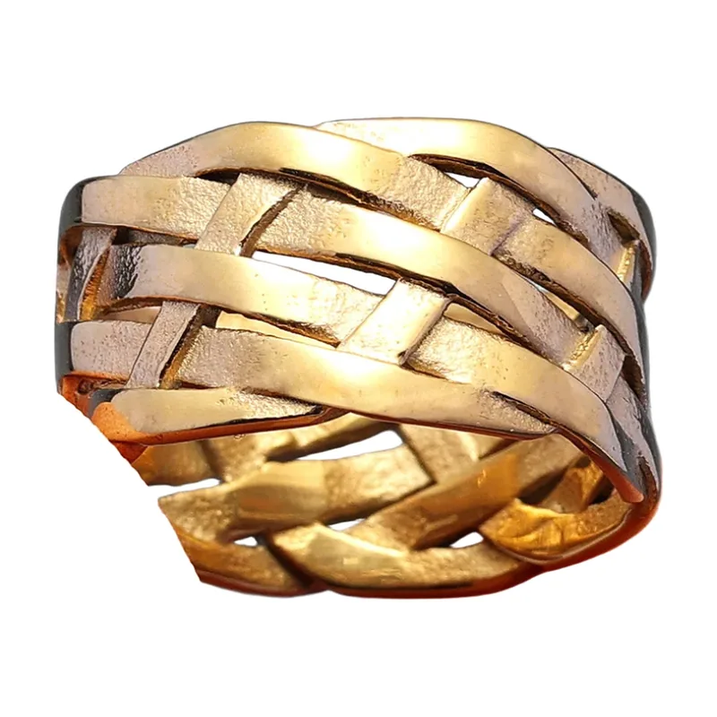 Anillo de Banda Trenzada de Acero Inoxidable