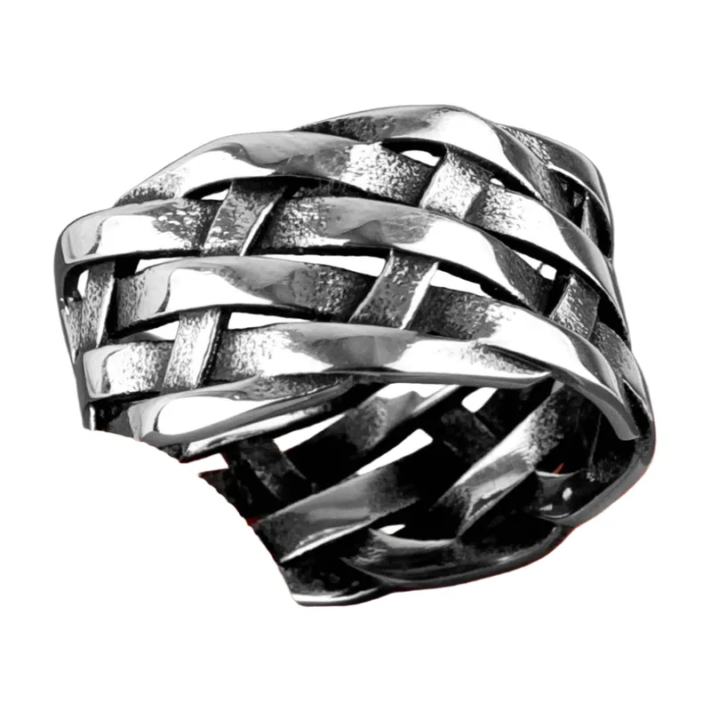 Herrenring mit geflochtenem Design, Edelstahl