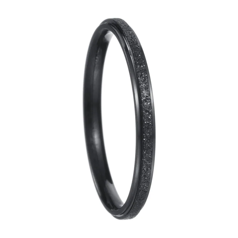 Bague Anneau Texturée Noire, Acier Inoxydable 316L