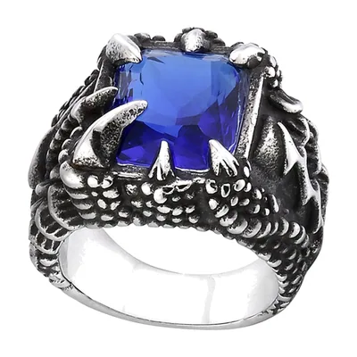 Anillo de Garra de Dragón Vikingo con Piedra Azul, Acero Inoxidable