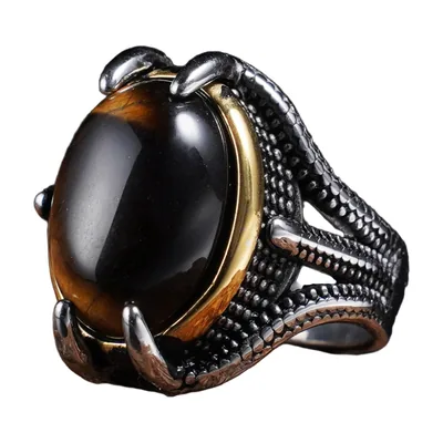 Herren Siegelring mit braunem Stein, 316L Edelstahl