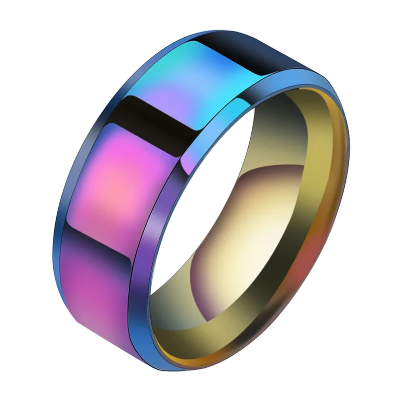 Regenbogen-Bandring poliert, 316L Edelstahl