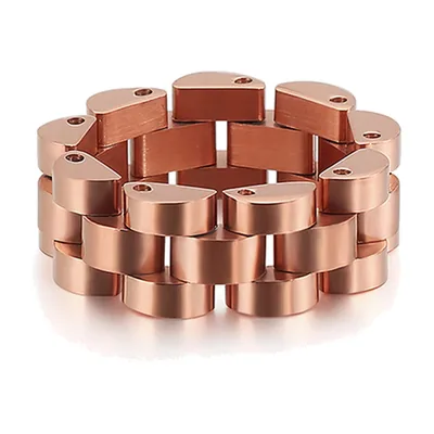 Anillo de Eslabones Entrelazados, Color Oro Rosa, Acero Inoxidable