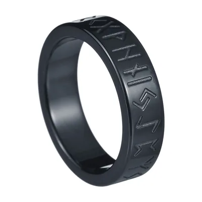 Anello a Fascia con Rune di Odino, Acciaio Inossidabile
