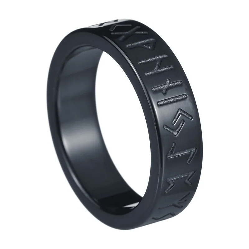 Bague Odin aux Runes Gravées, Acier Inoxydable