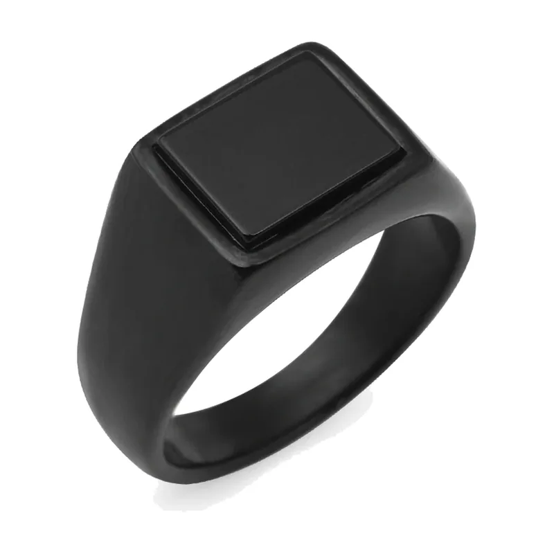 Herren Siegelring mit Onyx-Stein aus Edelstahl