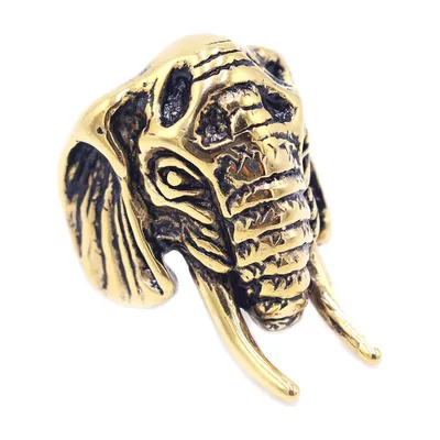 Elephant Head Statement Ring, 316L Stainless Steel