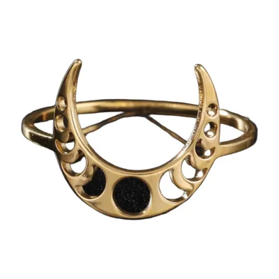 Moon Phase Ring with Crescent Design, Stainless Steel