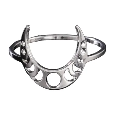 Moon Phase Ring with Cubic Zirconia, Stainless Steel