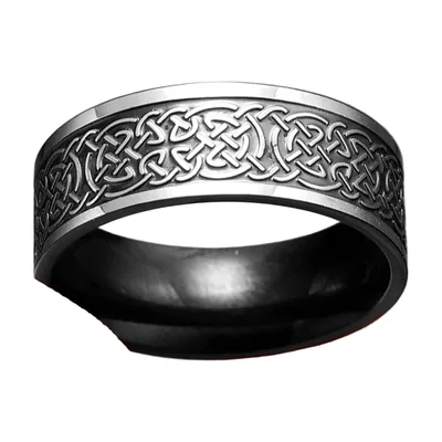 Celtic Knot Band Ring, Antique Stainless Steel