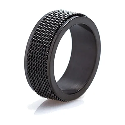 Spinner Ring with Rotating Chain Detail, Stainless Steel
