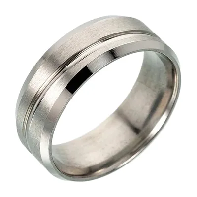 Anillo de Banda Cepillado con Ranura Central Pulida, Acero Inoxidable