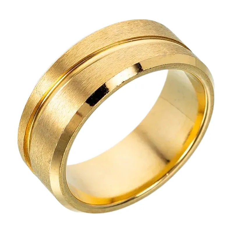Herren Ring mit mattem Finish und polierter Rille, Edelstahl